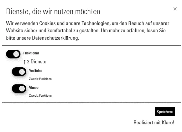 Screenshot - Zustimmung der Cookies-Rechten von der UTBW-Seite