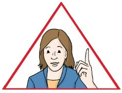 Illustration - zu sehen ist eine Frau mit einem erhobenem Finger in einem Warndreieck